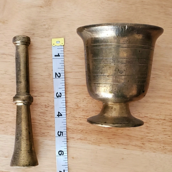 Vintage Brass Mortar and Pestle Chalice Apothecary - Picture 7 of 7